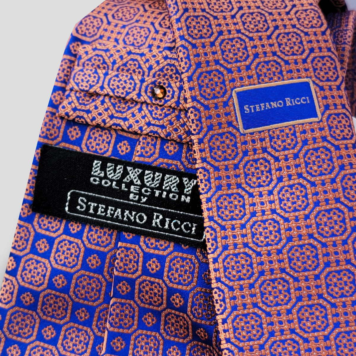 STEFANO RICCI／ステファノリッチ 【銀座HIKO限定】ネクタイ シルク パネルシリーズ ブルー ste00654