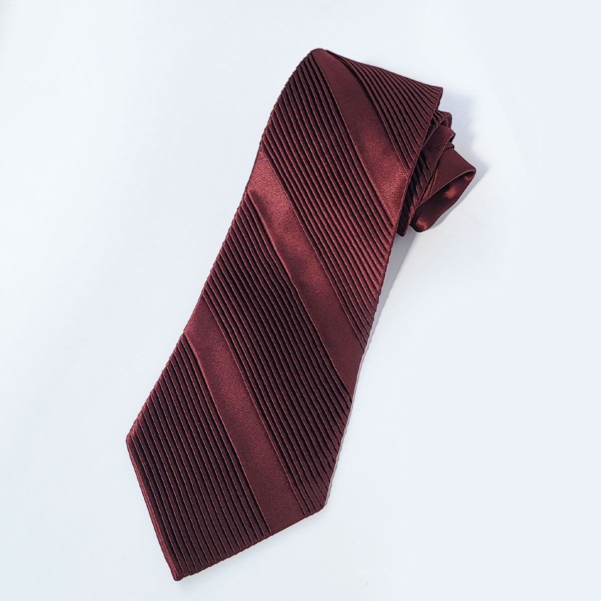 [STEFANO RICCI] Pleated tie, solid tie, plain, brick brown ste00666 