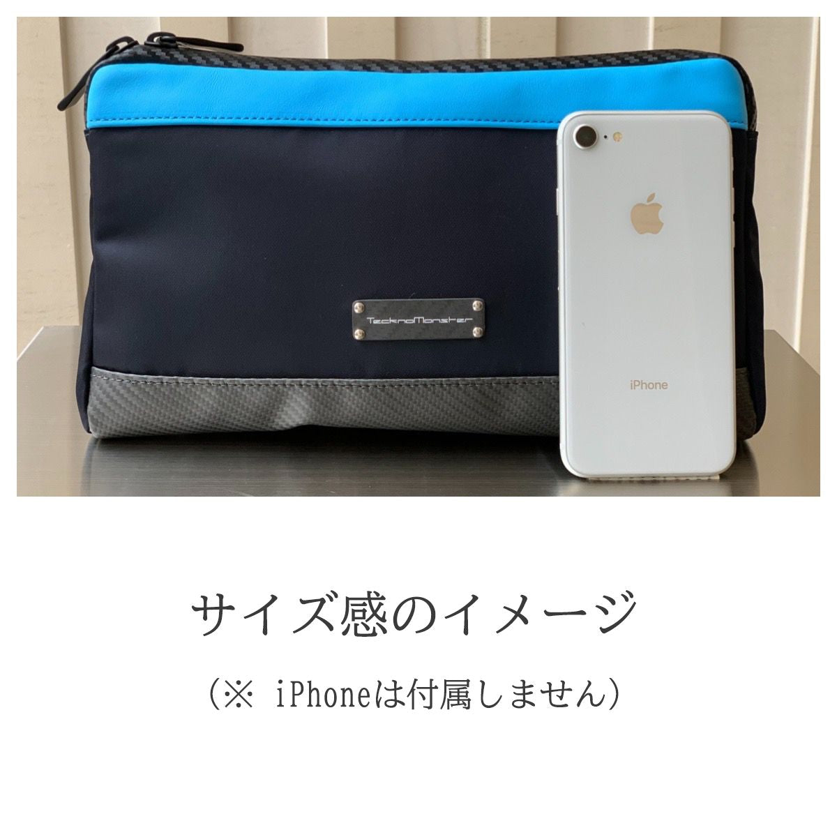 TecknoMonster／テクノモンスター マルチケース ポーチ リモンタナイロン カーボンファイバー カーフレザー ネイビー ブルー tec00183