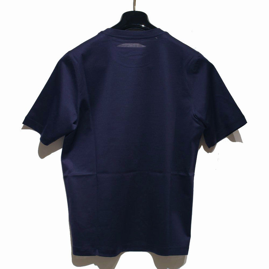 ZILLI／ジリー Tシャツ コットン レザーデザイン ネイビー 紺