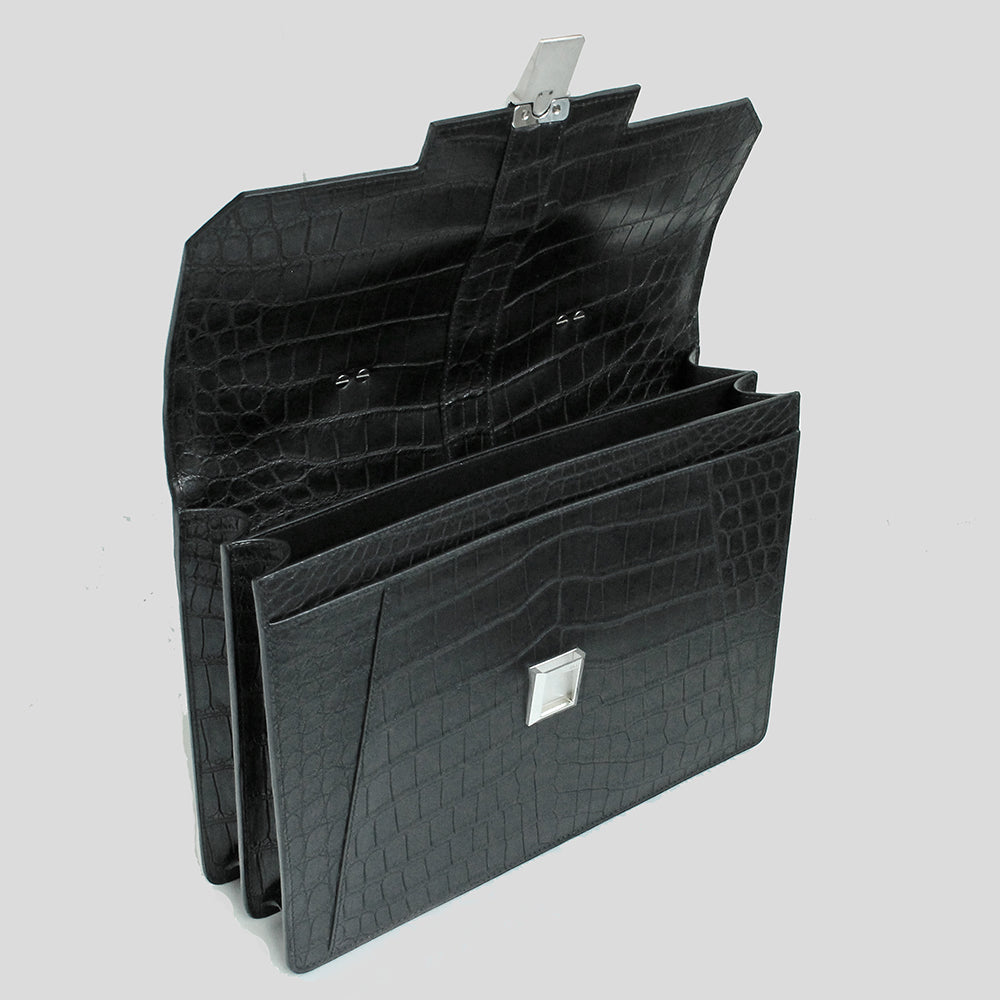 ZILLI／ジリー ブリーフケース 書類鞄 クロコダイル ブラック zil02308