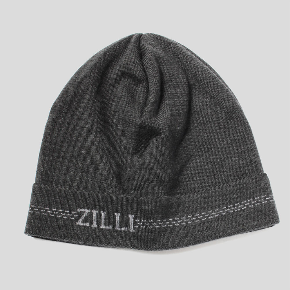 ZILLI／ジリー ニットキャップ ニット帽 カシミヤ シルク ビーニー チャコール zil02355