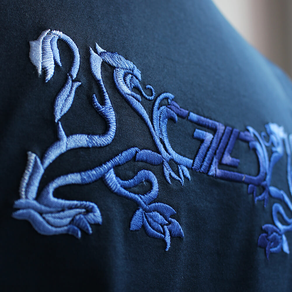 ZILLI／ジリー Tシャツ コットン 刺繍入り ネイビー zil02372